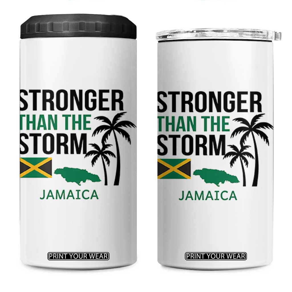 Stronger Than The Storm Jamaica 4 in 1 Can Cooler Tumbler Resilience and Hope Hurricane Awareness TS02 One Size: 16 oz White Print Your Wear