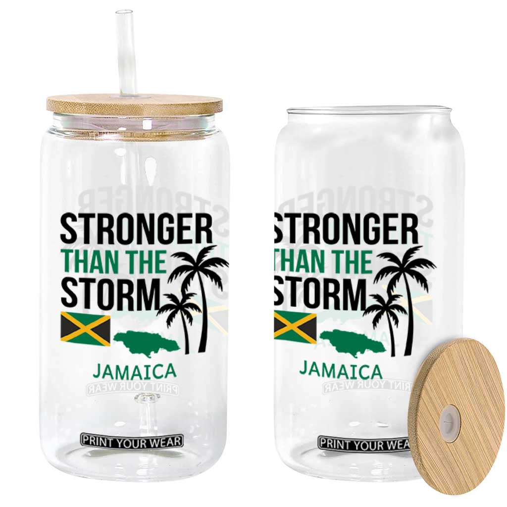 Stronger Than The Storm Jamaica Glass Can Resilience and Hope Hurricane Awareness TS02 Print Your Wear