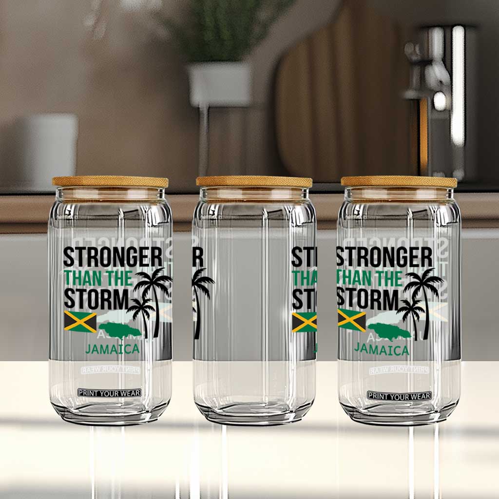 Stronger Than The Storm Jamaica Glass Can Resilience and Hope Hurricane Awareness TS02 Print Your Wear