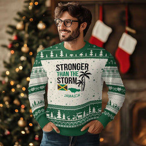 Stronger Than The Storm Jamaica Ugly Christmas Sweater Resilience and Hope Hurricane Awareness TS02 Beige Green Print Your Wear