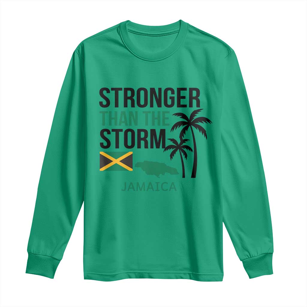 Stronger Than The Storm Jamaica Long Sleeve Shirt Resilience and Hope Hurricane Awareness TS02 Irish Green Print Your Wear