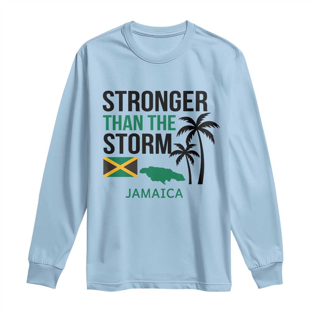 Stronger Than The Storm Jamaica Long Sleeve Shirt Resilience and Hope Hurricane Awareness TS02 Light Blue Print Your Wear