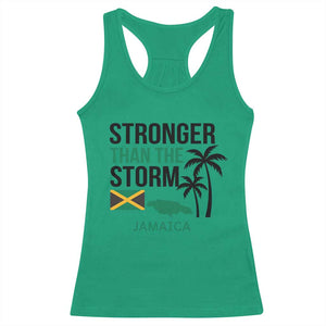 Stronger Than The Storm Jamaica Racerback Tank Top Resilience and Hope Hurricane Awareness TS02 Irish Green Print Your Wear