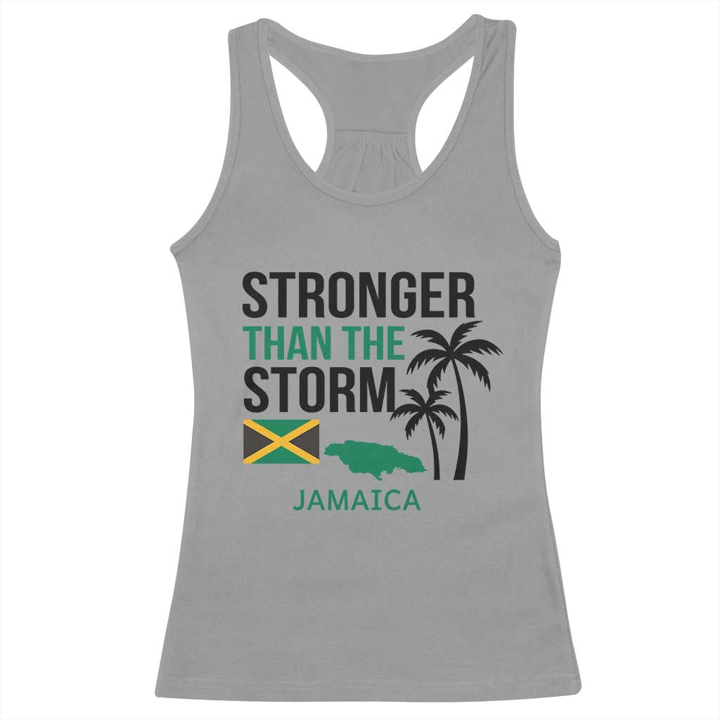 Stronger Than The Storm Jamaica Racerback Tank Top Resilience and Hope Hurricane Awareness TS02 Sport Gray Print Your Wear