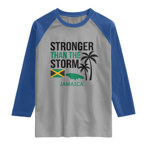 Stronger Than The Storm Jamaica Raglan Shirt Resilience and Hope Hurricane Awareness TS02 Sport Gray Royal Print Your Wear
