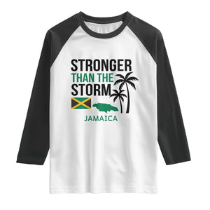 Stronger Than The Storm Jamaica Raglan Shirt Resilience and Hope Hurricane Awareness TS02 White Black Print Your Wear