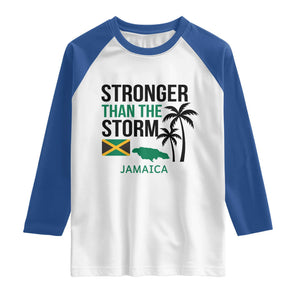 Stronger Than The Storm Jamaica Raglan Shirt Resilience and Hope Hurricane Awareness TS02 White Royal Print Your Wear