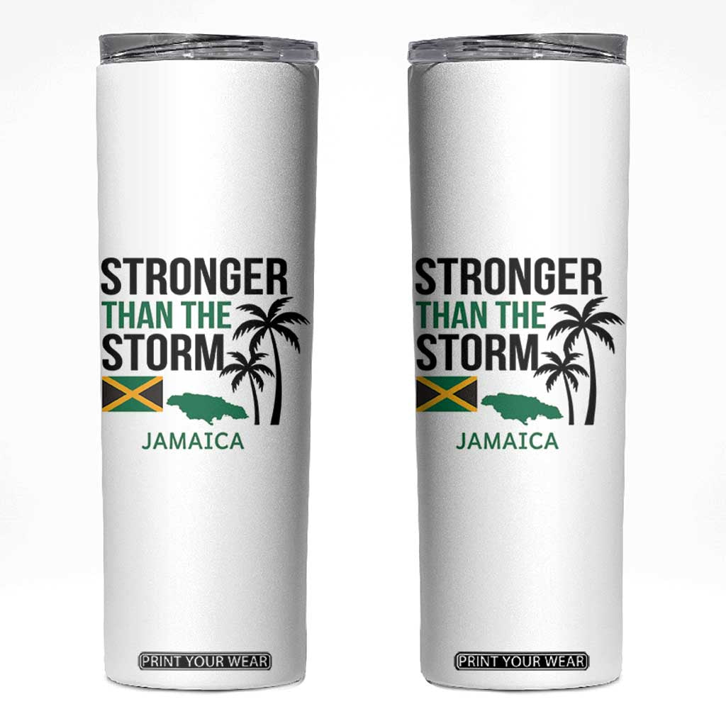 Stronger Than The Storm Jamaica Skinny Tumbler Resilience and Hope Hurricane Awareness TS02 White Print Your Wear