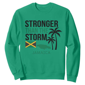 Stronger Than The Storm Jamaica Sweatshirt Resilience and Hope Hurricane Awareness TS02 Irish Green Print Your Wear