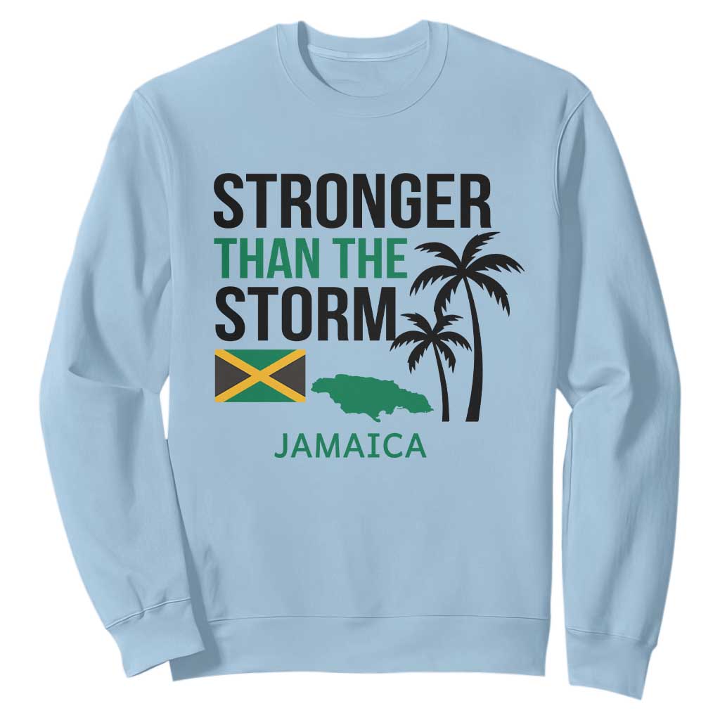 Stronger Than The Storm Jamaica Sweatshirt Resilience and Hope Hurricane Awareness TS02 Light Blue Print Your Wear