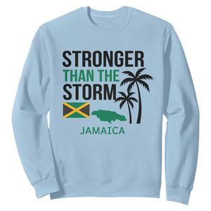Stronger Than The Storm Jamaica Sweatshirt Resilience and Hope Hurricane Awareness TS02 Light Blue Print Your Wear