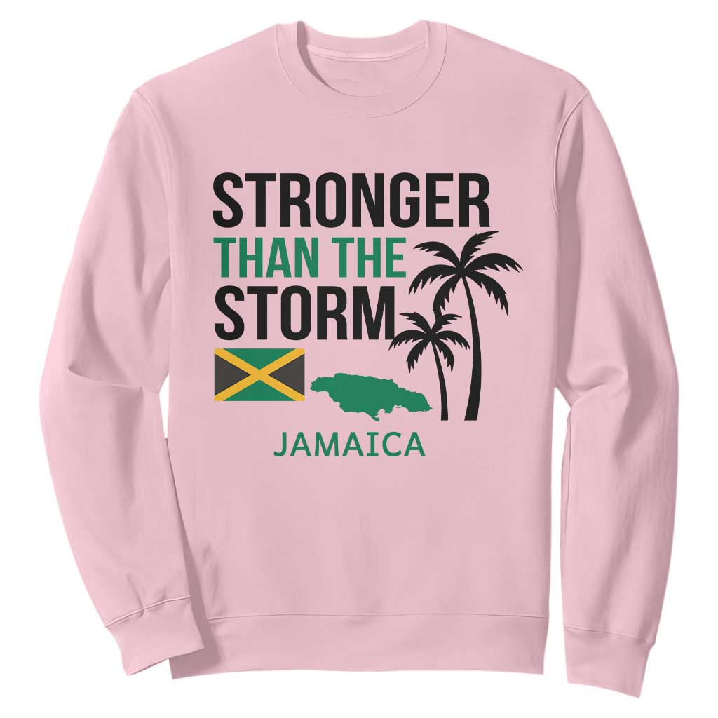 Stronger Than The Storm Jamaica Sweatshirt Resilience and Hope Hurricane Awareness TS02 Light Pink Print Your Wear