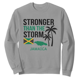Stronger Than The Storm Jamaica Sweatshirt Resilience and Hope Hurricane Awareness TS02 Sport Gray Print Your Wear