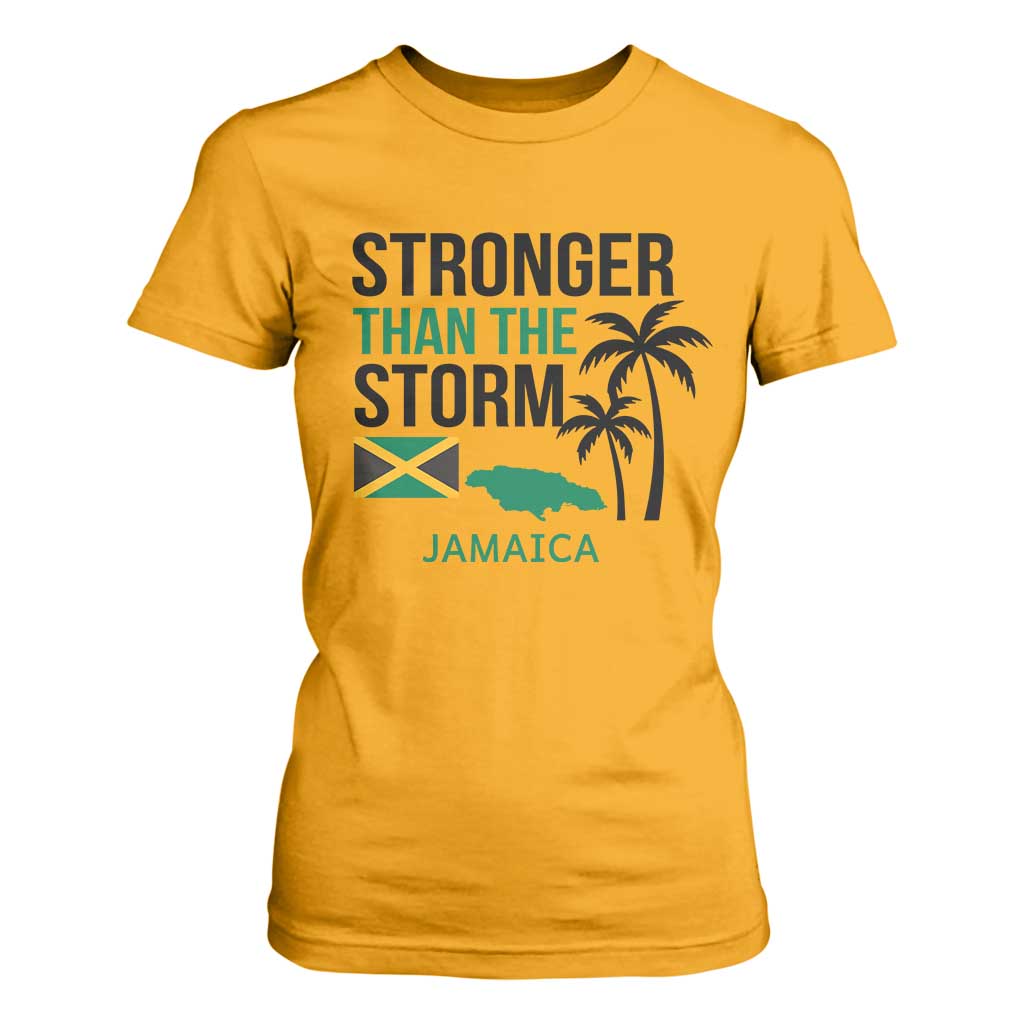 Stronger Than The Storm Jamaica T Shirt For Women Resilience and Hope Hurricane Awareness TS02 Gold Print Your Wear