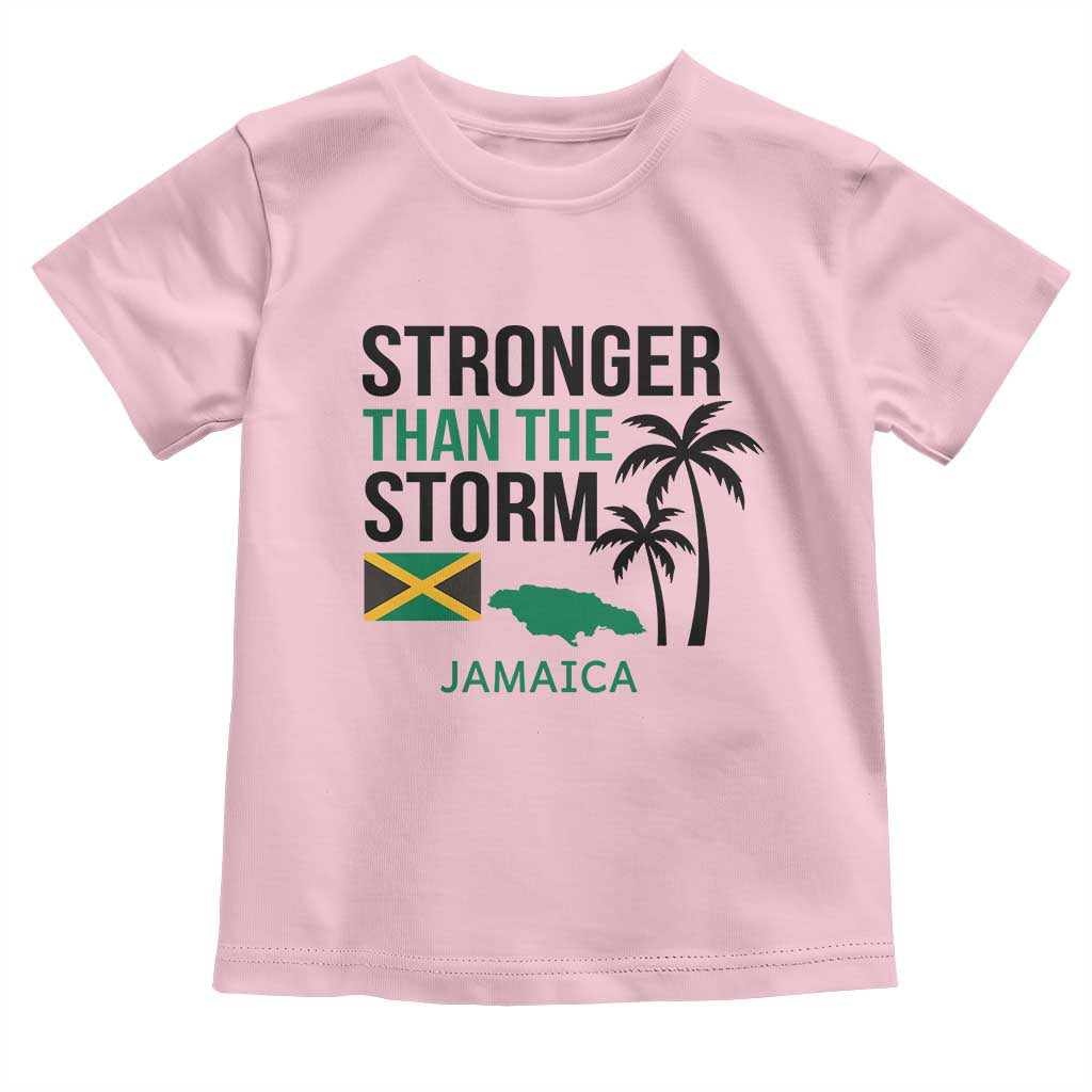 Stronger Than The Storm Jamaica Toddler T Shirt Resilience and Hope Hurricane Awareness TS02 Light Pink Print Your Wear