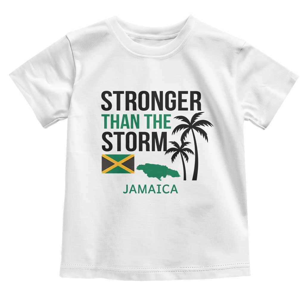 Stronger Than The Storm Jamaica Toddler T Shirt Resilience and Hope Hurricane Awareness TS02 White Print Your Wear