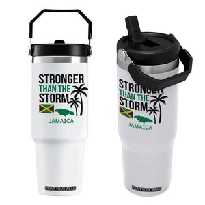 Stronger Than The Storm Jamaica Flip Straw Tumbler Resilience and Hope Hurricane Awareness TS02 One Size: 30 oz White Print Your Wear