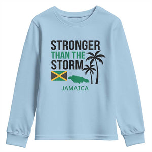Stronger Than The Storm Jamaica Youth Sweatshirt Resilience and Hope Hurricane Awareness TS02 Light Blue Print Your Wear
