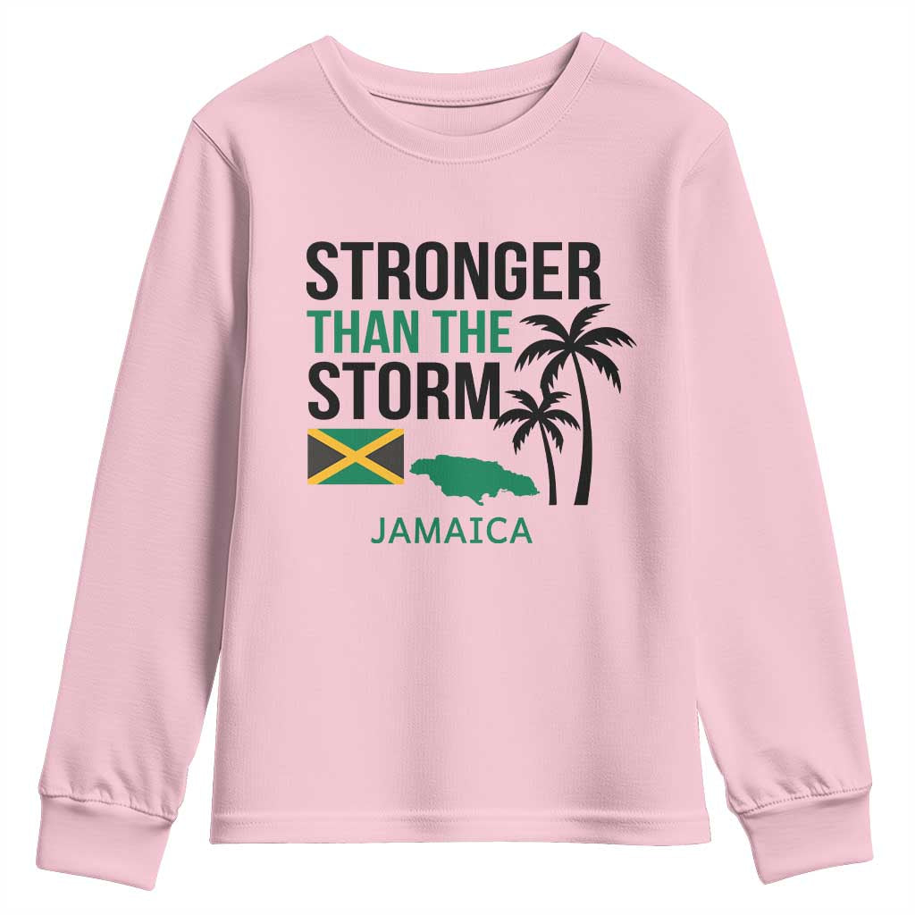Stronger Than The Storm Jamaica Youth Sweatshirt Resilience and Hope Hurricane Awareness TS02 Light Pink Print Your Wear