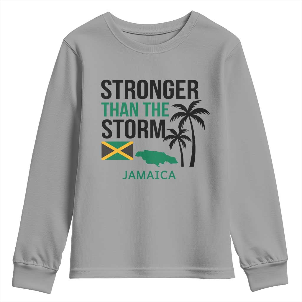 Stronger Than The Storm Jamaica Youth Sweatshirt Resilience and Hope Hurricane Awareness TS02 Sport Gray Print Your Wear