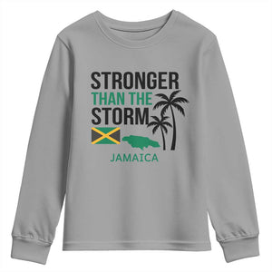 Stronger Than The Storm Jamaica Youth Sweatshirt Resilience and Hope Hurricane Awareness TS02 Sport Gray Print Your Wear