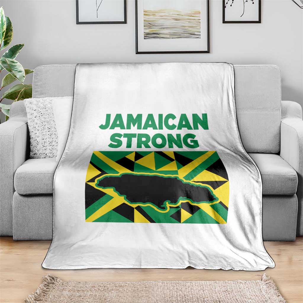 Jamaican Strong Resilience Geometric Flag Throw Blanket Abstract Island Map and Heritage TS02 Print Your Wear