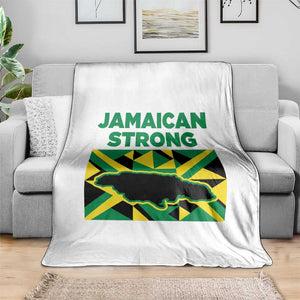 Jamaican Strong Resilience Geometric Flag Throw Blanket Abstract Island Map and Heritage TS02 Print Your Wear
