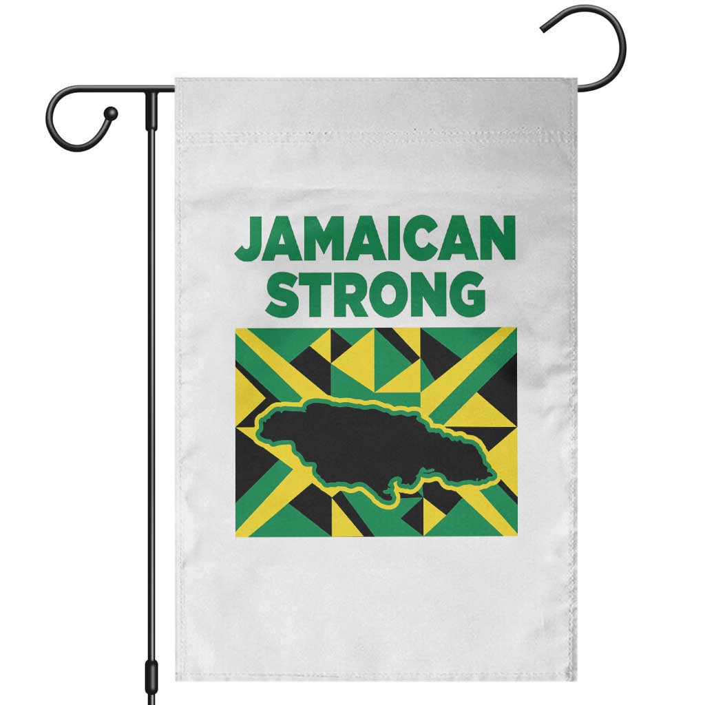 Jamaican Strong Resilience Geometric Flag Garden Flag Abstract Island Map and Heritage TS02 White Print Your Wear