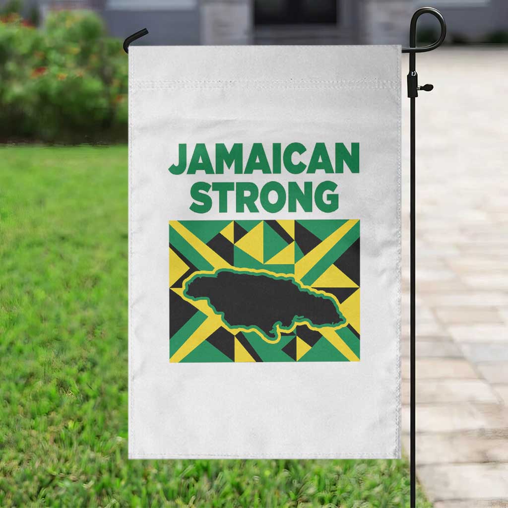 Jamaican Strong Resilience Geometric Flag Garden Flag Abstract Island Map and Heritage TS02 Print Your Wear