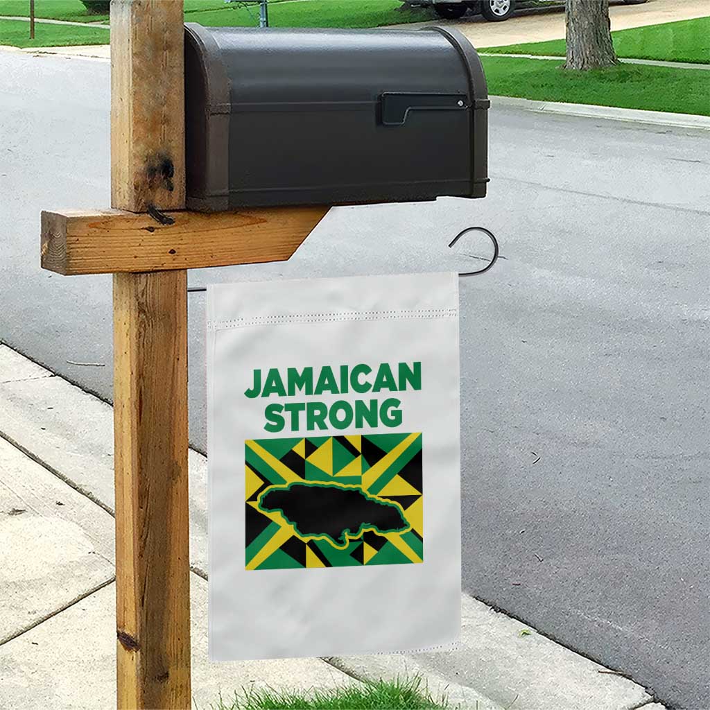 Jamaican Strong Resilience Geometric Flag Garden Flag Abstract Island Map and Heritage TS02 Print Your Wear