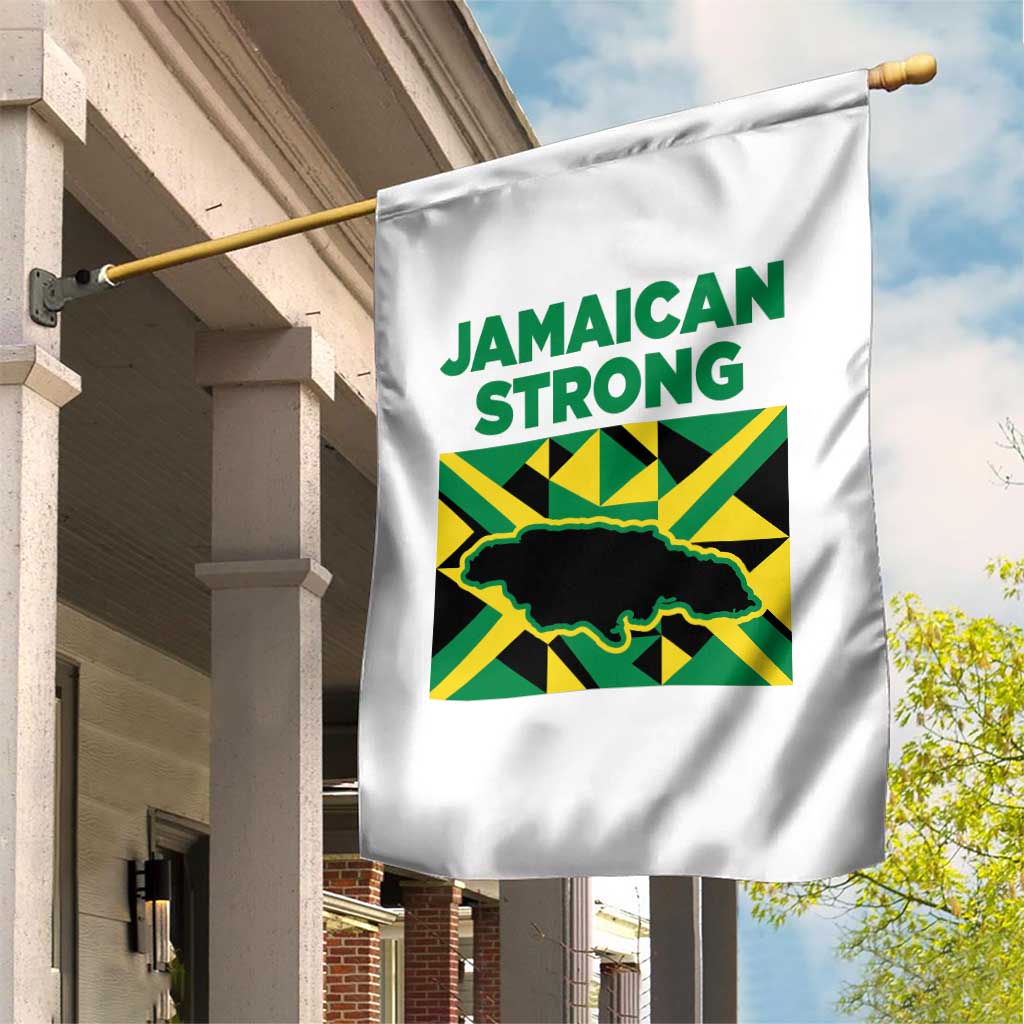 Jamaican Strong Resilience Geometric Flag Garden Flag Abstract Island Map and Heritage TS02 Print Your Wear