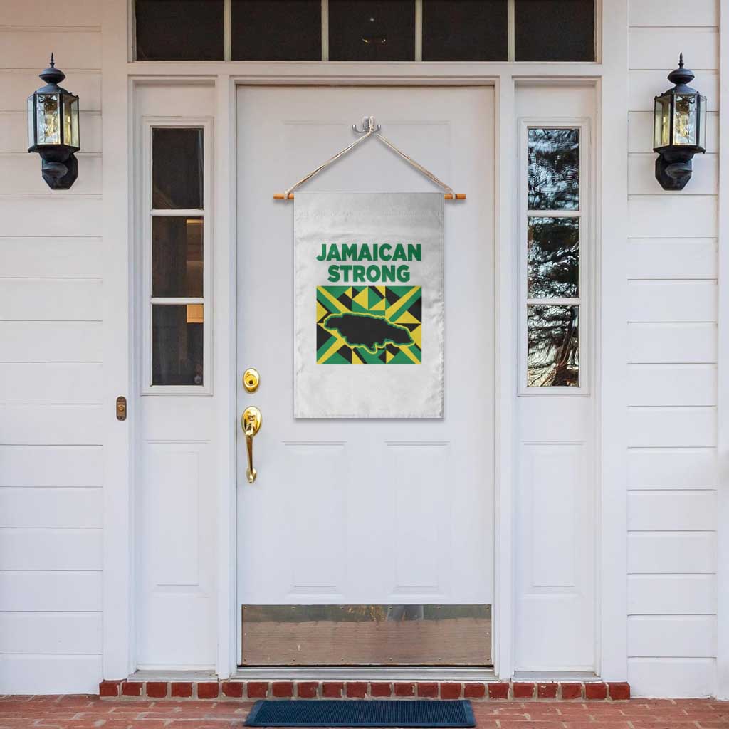 Jamaican Strong Resilience Geometric Flag Garden Flag Abstract Island Map and Heritage TS02 Print Your Wear