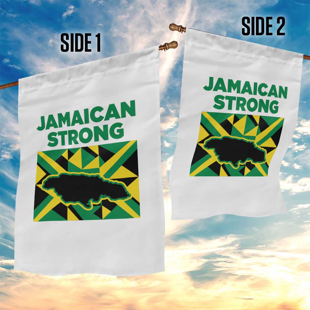 Jamaican Strong Resilience Geometric Flag Garden Flag Abstract Island Map and Heritage TS02 Print Your Wear