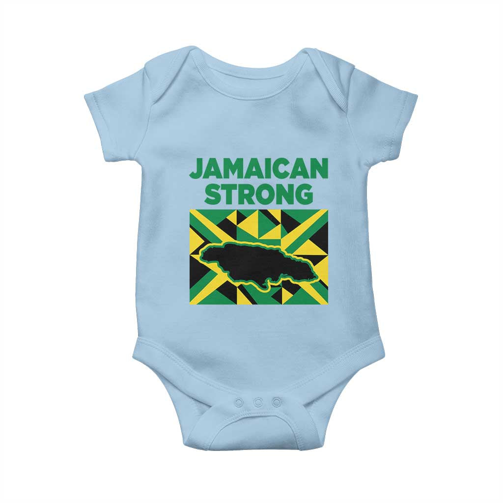 Jamaican Strong Resilience Geometric Flag Baby Onesie Abstract Island Map and Heritage TS02 Light Blue Print Your Wear