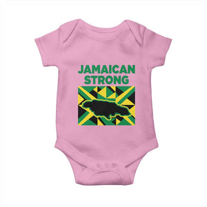 Jamaican Strong Resilience Geometric Flag Baby Onesie Abstract Island Map and Heritage TS02 Light Pink Print Your Wear