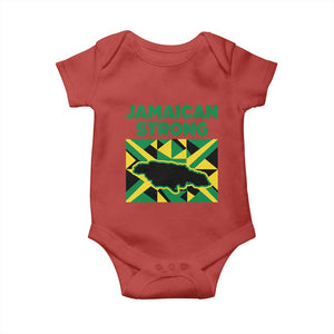 Jamaican Strong Resilience Geometric Flag Baby Onesie Abstract Island Map and Heritage TS02 Red Print Your Wear