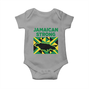 Jamaican Strong Resilience Geometric Flag Baby Onesie Abstract Island Map and Heritage TS02 Sport Gray Print Your Wear