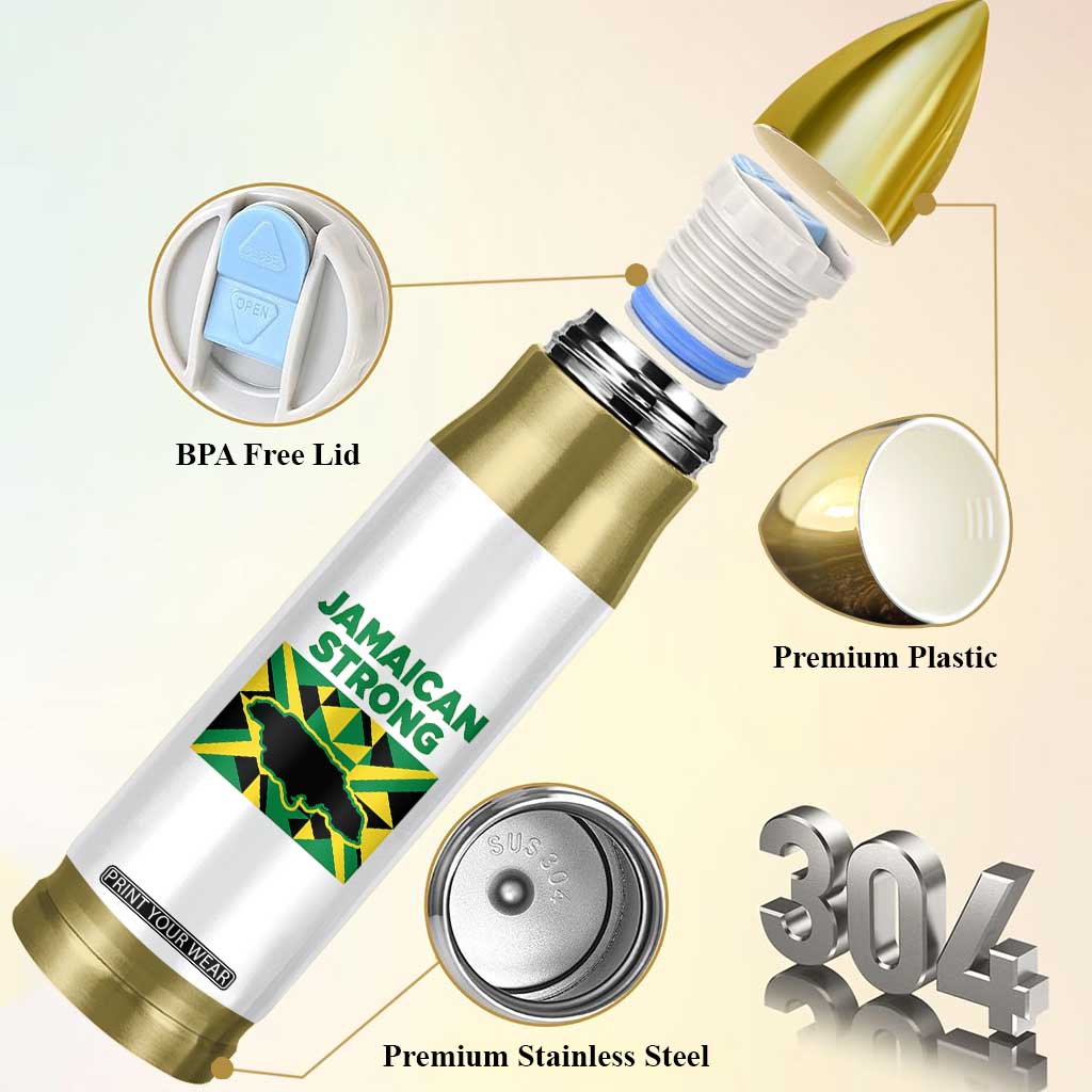 Jamaican Strong Resilience Geometric Flag Bullet Tumbler Abstract Island Map and Heritage TS02 Print Your Wear