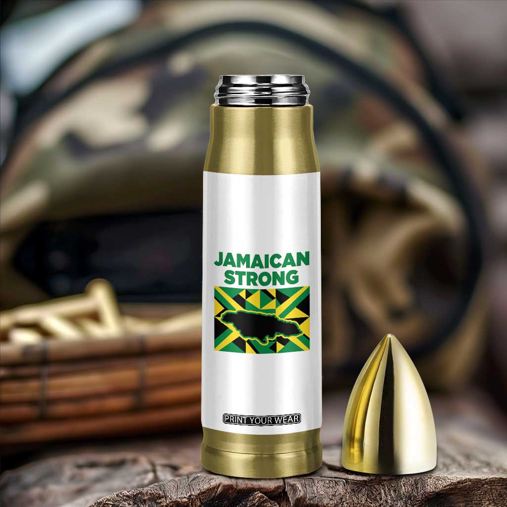 Jamaican Strong Resilience Geometric Flag Bullet Tumbler Abstract Island Map and Heritage TS02 Print Your Wear