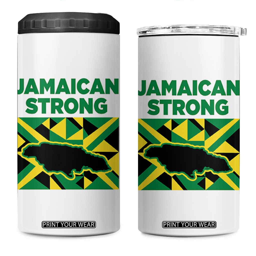 Jamaican Strong Resilience Geometric Flag 4 in 1 Can Cooler Tumbler Abstract Island Map and Heritage TS02 One Size: 16 oz White Print Your Wear