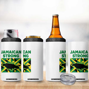Jamaican Strong Resilience Geometric Flag 4 in 1 Can Cooler Tumbler Abstract Island Map and Heritage TS02 Print Your Wear