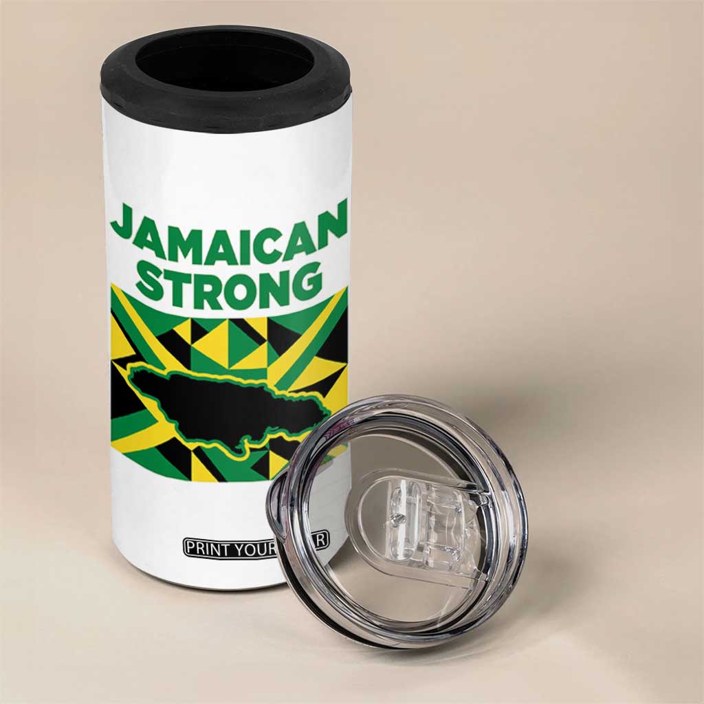 Jamaican Strong Resilience Geometric Flag 4 in 1 Can Cooler Tumbler Abstract Island Map and Heritage TS02 Print Your Wear