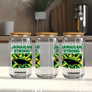 Jamaican Strong Resilience Geometric Flag Glass Can Abstract Island Map and Heritage TS02 Print Your Wear