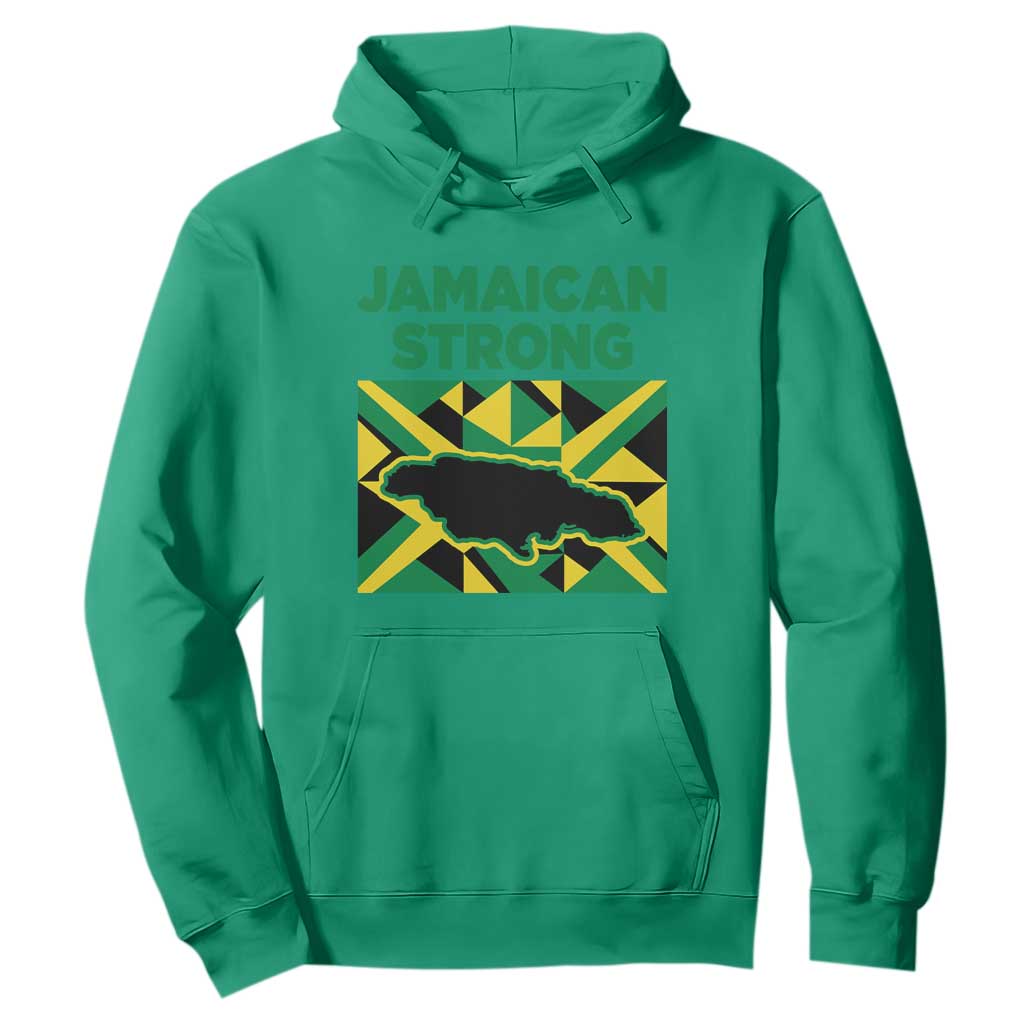 Jamaican Strong Resilience Geometric Flag Hoodie Abstract Island Map and Heritage TS02 Irish Green Print Your Wear