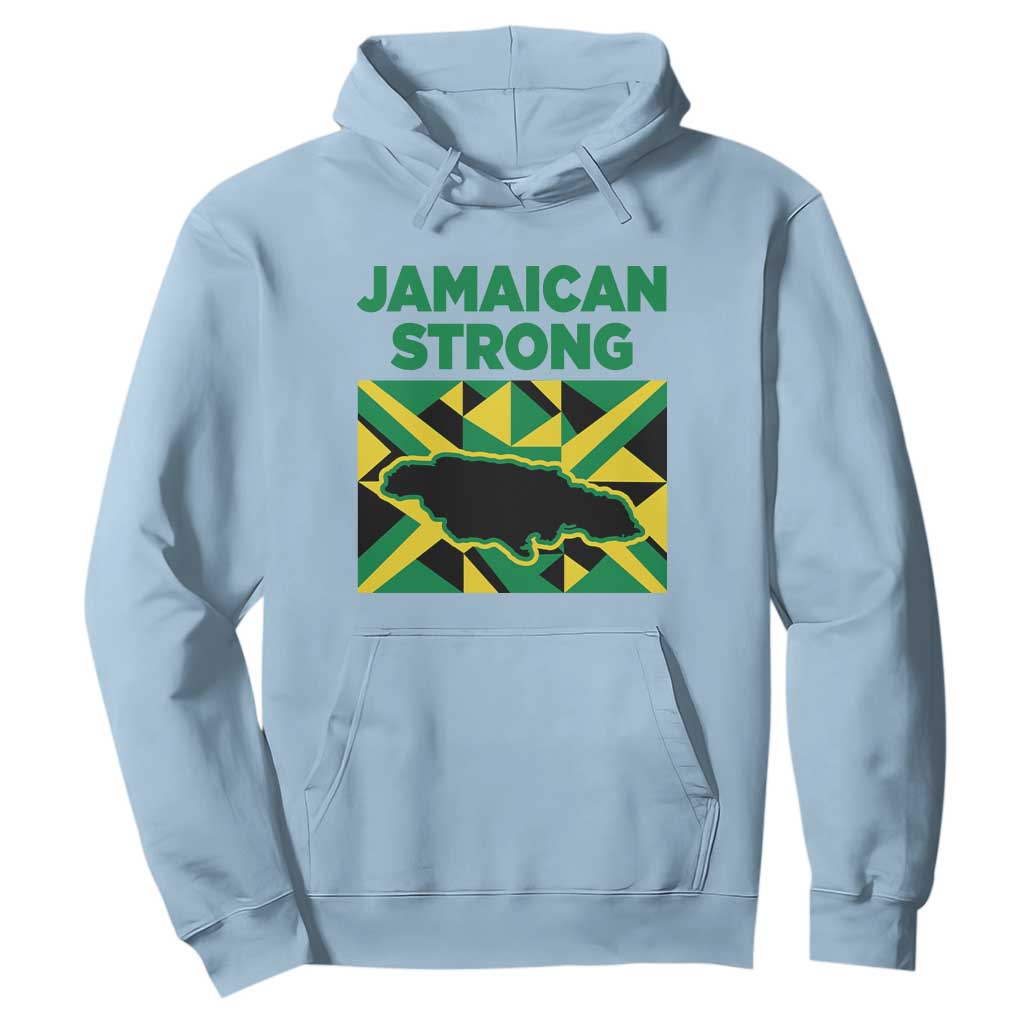 Jamaican Strong Resilience Geometric Flag Hoodie Abstract Island Map and Heritage TS02 Light Blue Print Your Wear