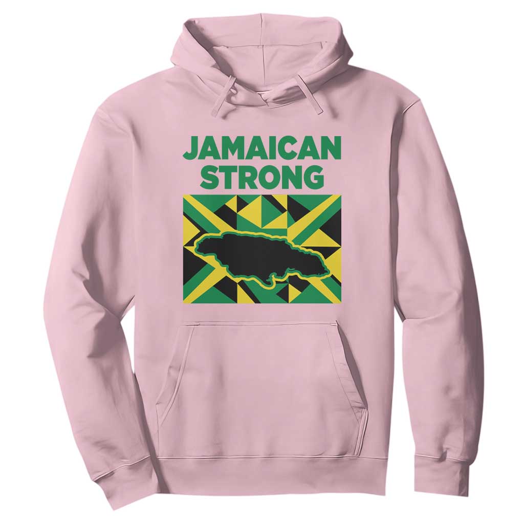 Jamaican Strong Resilience Geometric Flag Hoodie Abstract Island Map and Heritage TS02 Light Pink Print Your Wear
