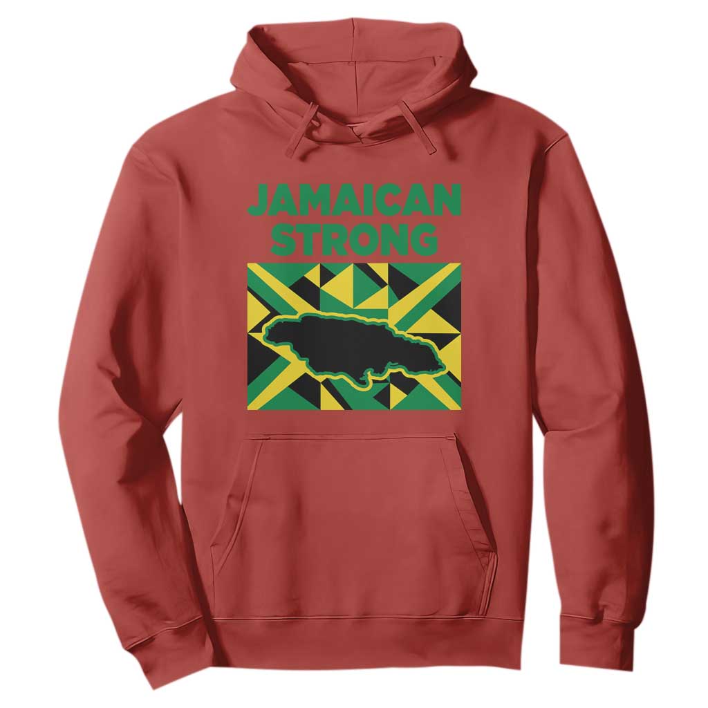 Jamaican Strong Resilience Geometric Flag Hoodie Abstract Island Map and Heritage TS02 Red Print Your Wear