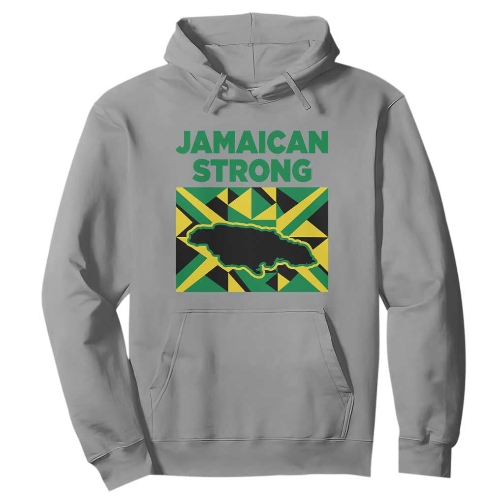 Jamaican Strong Resilience Geometric Flag Hoodie Abstract Island Map and Heritage TS02 Sport Gray Print Your Wear