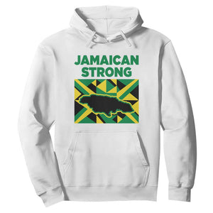 Jamaican Strong Resilience Geometric Flag Hoodie Abstract Island Map and Heritage TS02 White Print Your Wear