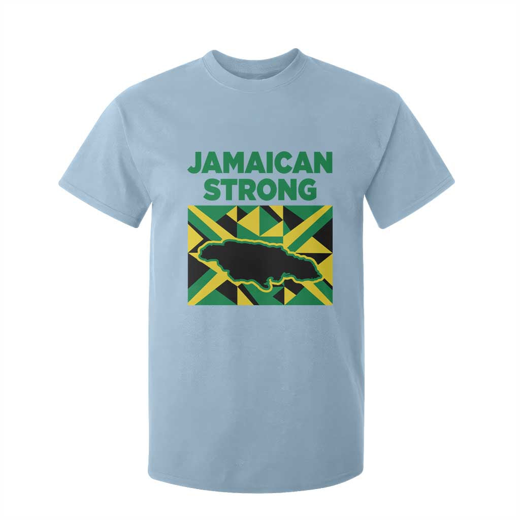 Jamaican Strong Resilience Geometric Flag T Shirt For Kid Abstract Island Map and Heritage TS02 Light Blue Print Your Wear